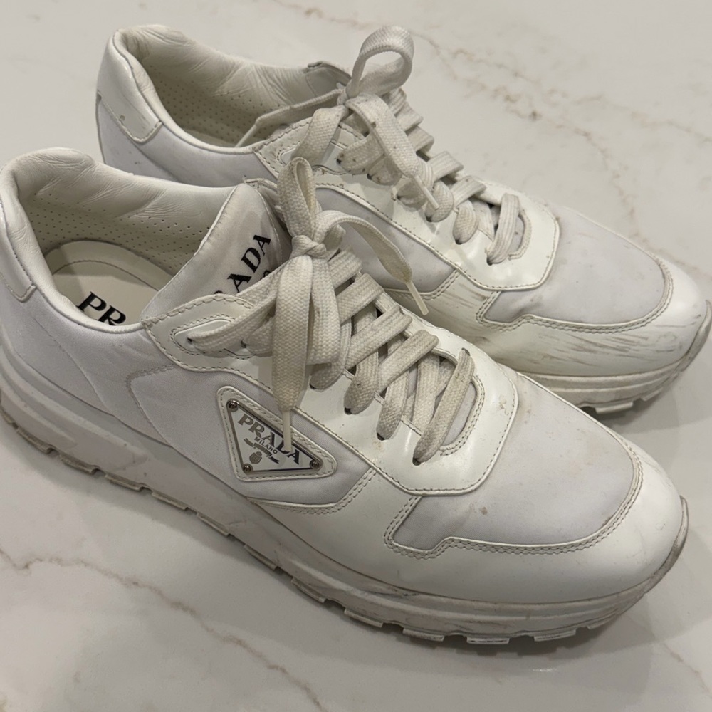 Prada Men's White Leather Sneakers